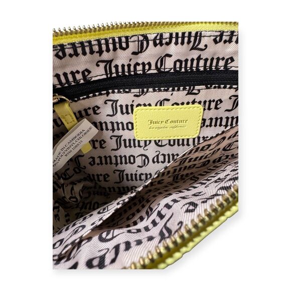 Juicy‎ Couture Yellow Textured Purse w/ Charms Retro Y2K Shoulder Bag - Picture 8 of 12